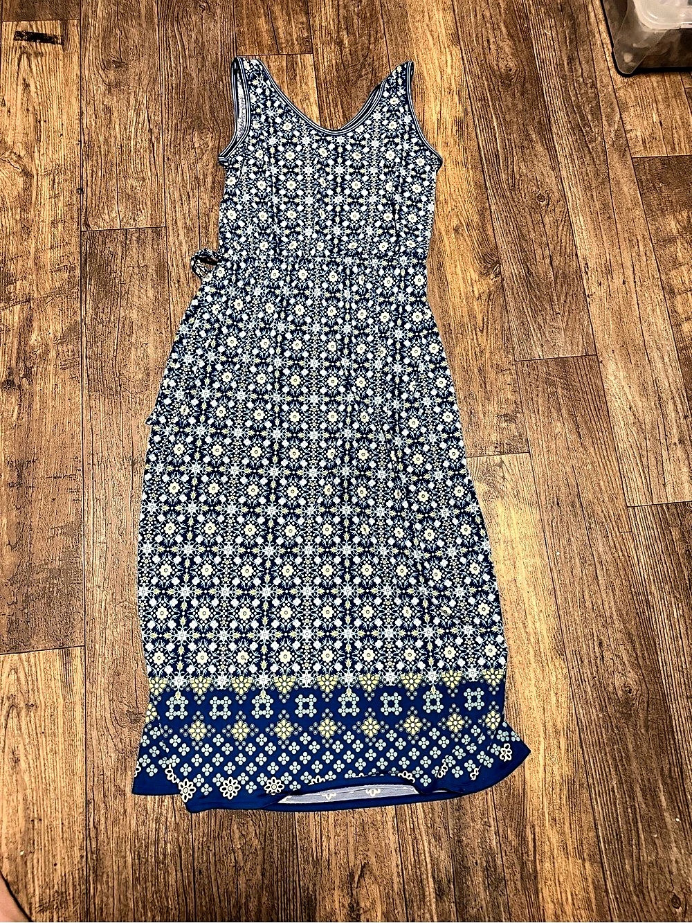 Max Studio Floral Maxi Dress in Blue & Yellow Size XL